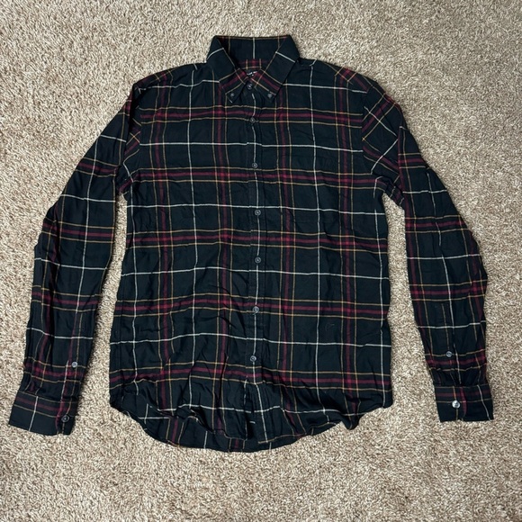 Club Monaco Women’s Black Red & Yellow Plaid Button Up Slim Fit Size Small - Picture 1 of 8